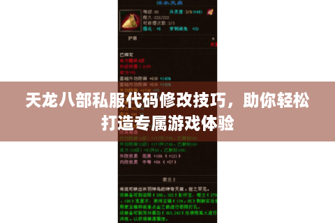 天龙八部私服代码修改技巧，助你轻松打造专属游戏体验
