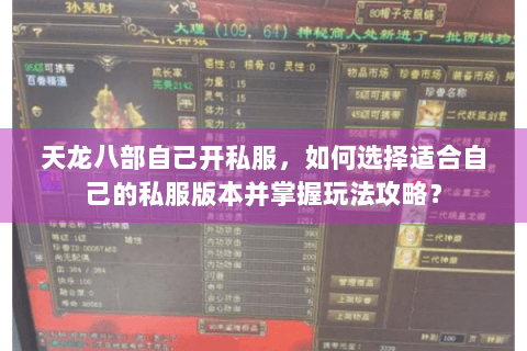 天龙八部自己开私服，如何选择适合自己的私服版本并掌握玩法攻略？
