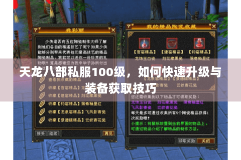 天龙八部私服100级，如何快速升级与装备获取技巧