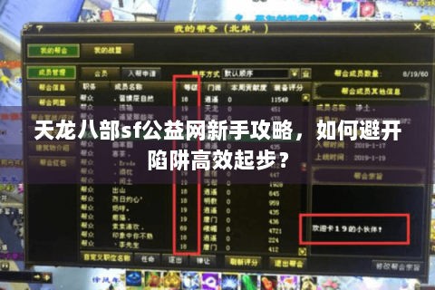 天龙八部sf公益网新手攻略，如何避开陷阱高效起步？