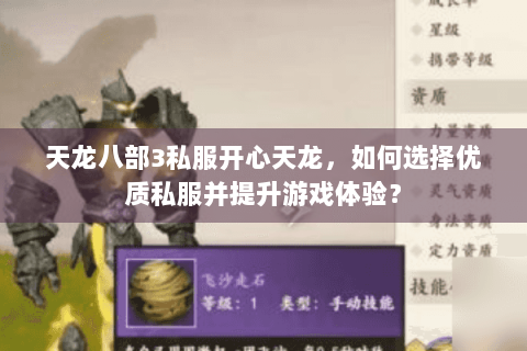 天龙八部3私服开心天龙，如何选择优质私服并提升游戏体验？