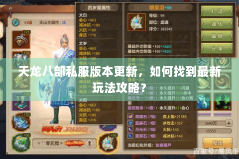 天龙八部私服版本更新，如何找到最新玩法攻略？