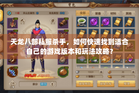 天龙八部私服杀手，如何快速找到适合自己的游戏版本和玩法攻略？