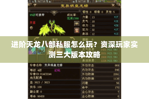 进阶天龙八部私服怎么玩？资深玩家实测三大版本攻略