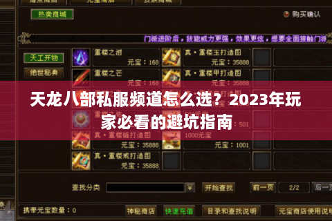 天龙八部私服频道怎么选？2023年玩家必看的避坑指南