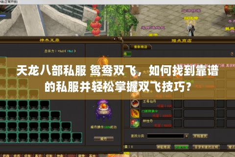 天龙八部私服 鸳鸯双飞，如何找到靠谱的私服并轻松掌握双飞技巧？