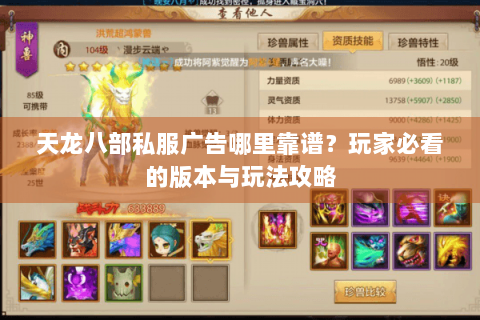 天龙八部私服广告哪里靠谱？玩家必看的版本与玩法攻略