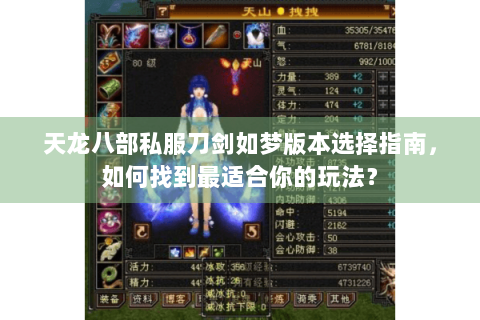 天龙八部私服刀剑如梦版本选择指南，如何找到最适合你的玩法？