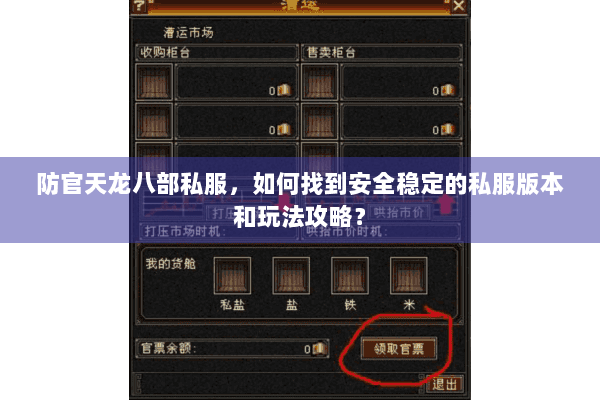 防官天龙八部私服，如何找到安全稳定的私服版本和玩法攻略？