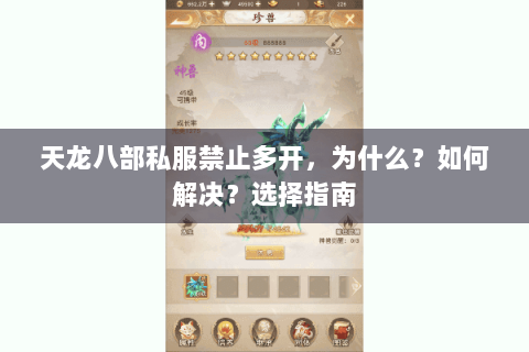 天龙八部私服禁止多开，为什么？如何解决？选择指南