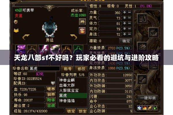 天龙八部sf不好吗？玩家必看的避坑与进阶攻略