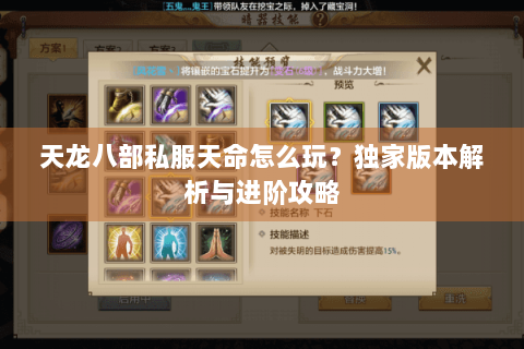 天龙八部私服天命怎么玩？独家版本解析与进阶攻略