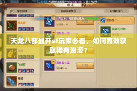 天龙八部最开sf玩家必看，如何高效获取稀有资源？