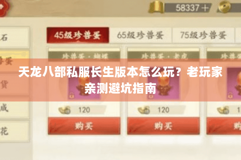 天龙八部私服长生版本怎么玩？老玩家亲测避坑指南