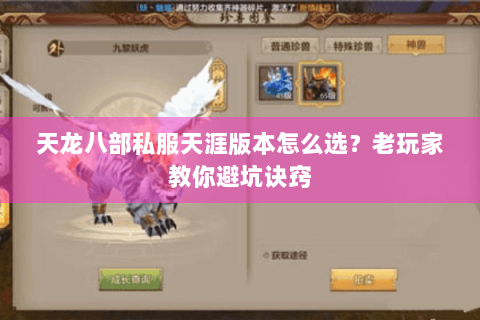 天龙八部私服天涯版本怎么选？老玩家教你避坑诀窍