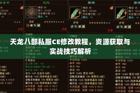 天龙八部私服CE修改教程，资源获取与实战技巧解析