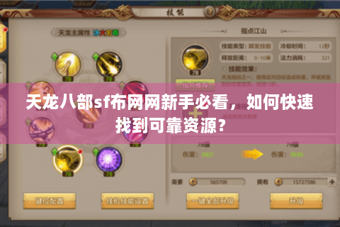 天龙八部sf布网网新手必看，如何快速找到可靠资源？