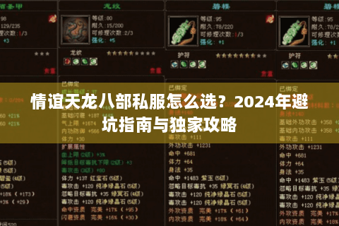 情谊天龙八部私服怎么选？2024年避坑指南与独家攻略