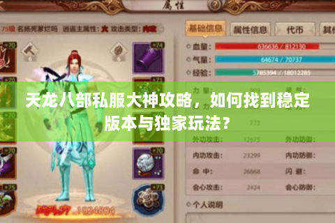 天龙八部私服大神攻略，如何找到稳定版本与独家玩法？