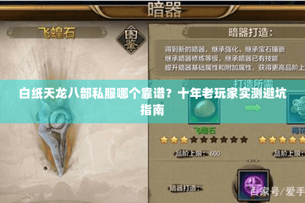 白纸天龙八部私服哪个靠谱？十年老玩家实测避坑指南