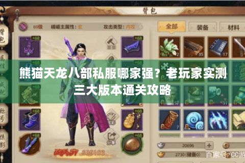 熊猫天龙八部私服哪家强？老玩家实测三大版本通关攻略