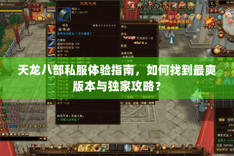 天龙八部私服体验指南，如何找到最爽版本与独家攻略？