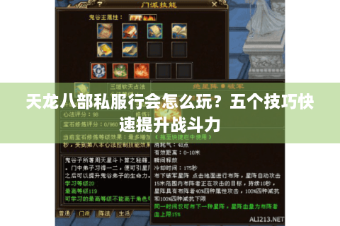 天龙八部私服行会怎么玩？五个技巧快速提升战斗力