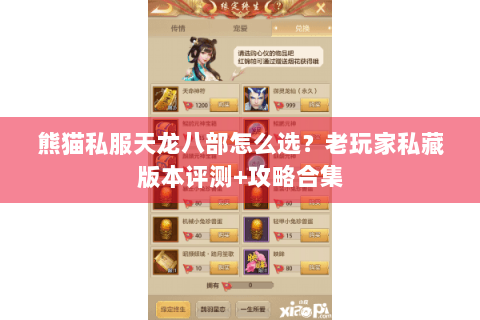 熊猫私服天龙八部怎么选？老玩家私藏版本评测+攻略合集