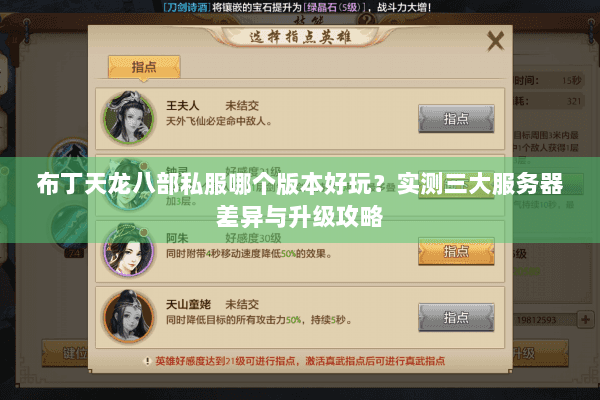 布丁天龙八部私服哪个版本好玩？实测三大服务器差异与升级攻略