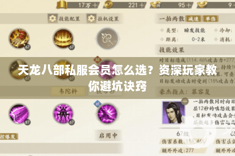 天龙八部私服会员怎么选？资深玩家教你避坑诀窍