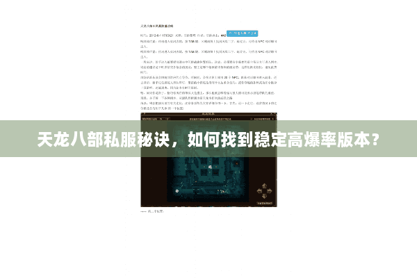 天龙八部私服秘诀，如何找到稳定高爆率版本？