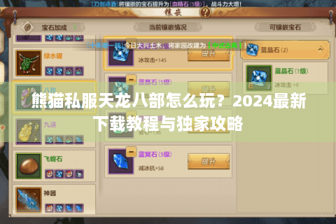 熊猫私服天龙八部怎么玩？2024最新下载教程与独家攻略