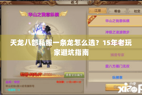 天龙八部私服一条龙怎么选？15年老玩家避坑指南