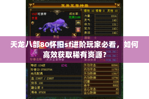天龙八部80怀旧sf进阶玩家必看,如何高效获取稀有资源? 天龙八部80怀旧sf进阶玩家必看,如何高效获取稀有资源?