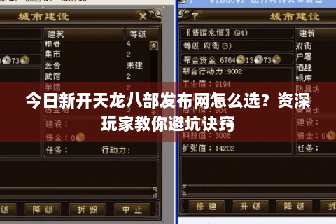 今日新开天龙八部发布网怎么选？资深玩家教你避坑诀窍