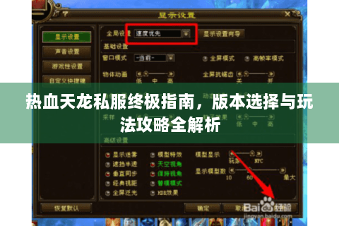 热血天龙私服终极指南，版本选择与玩法攻略全解析