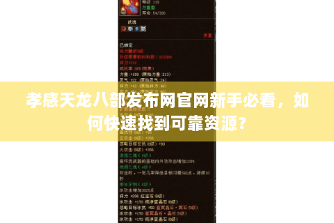 孝感天龙八部发布网官网新手必看，如何快速找到可靠资源？