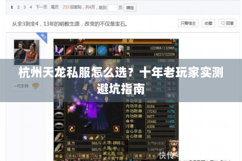 杭州天龙私服怎么选？十年老玩家实测避坑指南