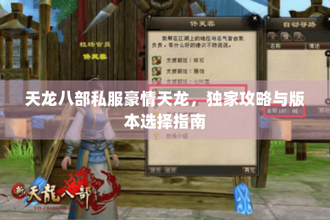 天龙八部私服豪情天龙，独家攻略与版本选择指南