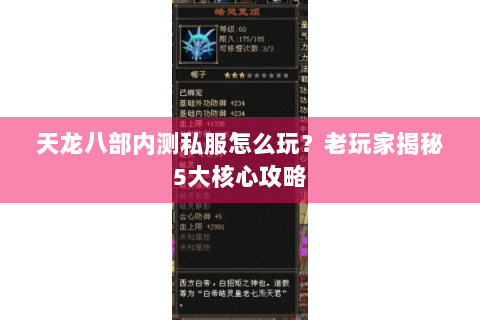 天龙八部内测私服怎么玩？老玩家揭秘5大核心攻略