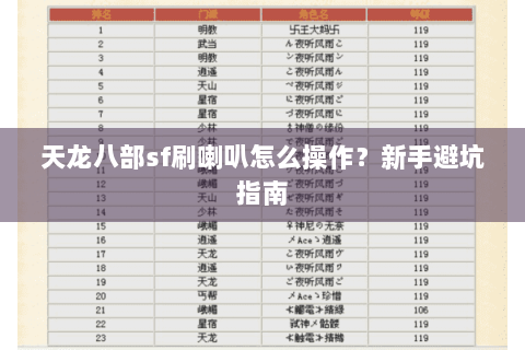 天龙八部sf刷喇叭怎么操作？新手避坑指南