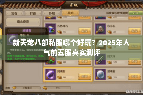 新天龙八部私服哪个好玩？2025年人气前五服真实测评