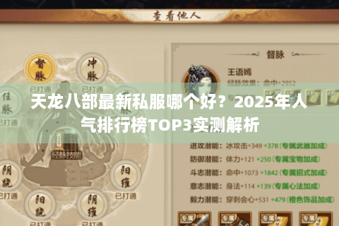天龙八部最新私服哪个好？2025年人气排行榜TOP3实测解析
