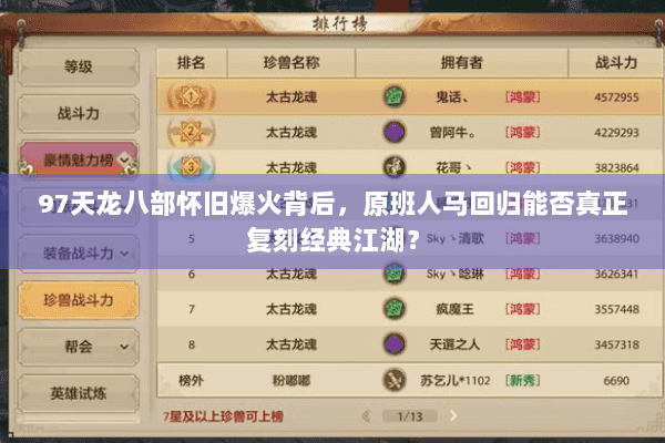 97天龙八部怀旧爆火背后，原班人马回归能否真正复刻经典江湖？