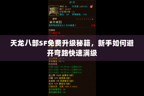 天龙八部SF免费升级秘籍，新手如何避开弯路快速满级