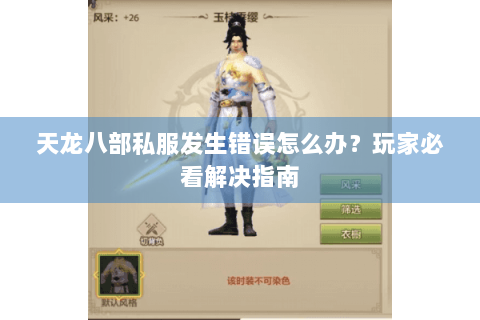 天龙八部私服发生错误怎么办？玩家必看解决指南