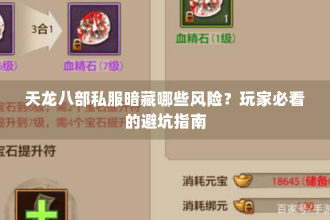 天龙八部私服暗藏哪些风险？玩家必看的避坑指南