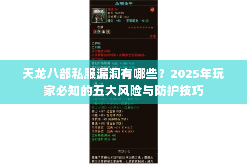 天龙八部私服漏洞有哪些？2025年玩家必知的五大风险与防护技巧