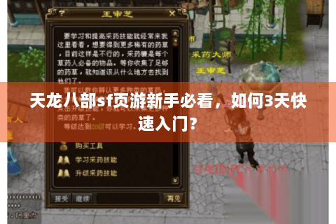 天龙八部sf页游新手必看，如何3天快速入门？