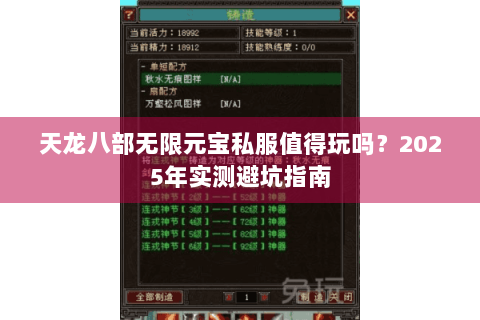天龙八部无限元宝私服值得玩吗？2025年实测避坑指南